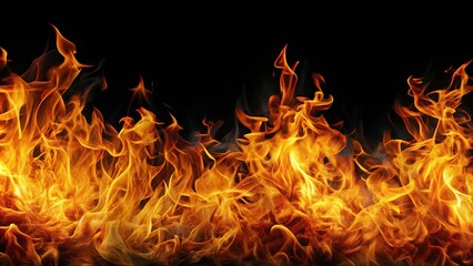Fototapeta premium Abstract art with fiery flames on black background