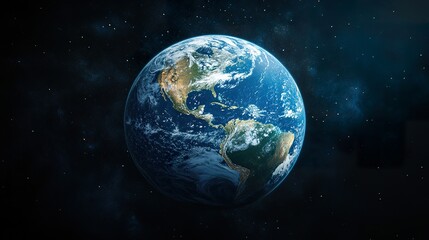 Naklejka premium Detailed Earth View Isolated on Dark Background