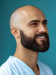 Obraz premium photo of male medical staff for dentists, esthetics, general medicine advertisements with different color backgrounds. Blue, yellow, green and purple