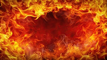 Abstract asymmetric fire and smoke design in red and yellow colors