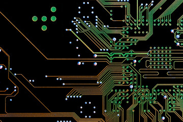 Background with a printed circuit board. The concept of modern technologies.