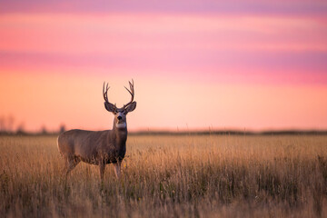 Beautiful white tailed deer portrait in the earlt morning light in southern alberta, jasper , banff, calgary