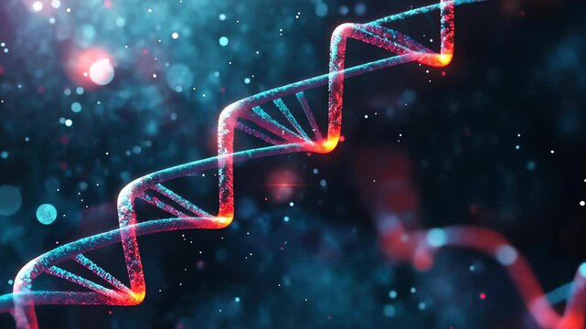 DNA Gene sequencing abstract design. Floating in space background, science, abstract, biology, biotechnology, molecular, health, genetic,  chemistry, medicine, chromosome, structure, helix