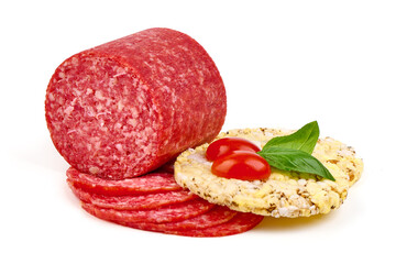 Pepperoni sausage, isolated on white background