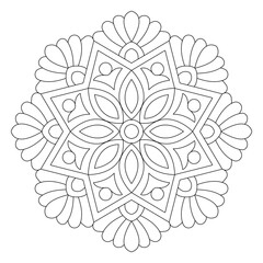 Vector mandala art design with white background coloring book page, vector file