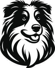 Obraz premium Australian Shepherd silhouette, illustration white background