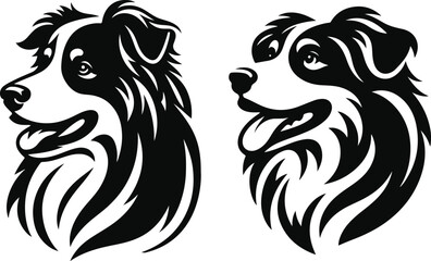 Fototapeta premium Australian Shepherd silhouette, illustration white background