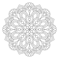 Luminous Decorative Mandala Coloring Book Page, vector file