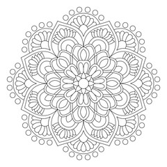 Geometric tattoo flower drawing mandala design coloring book page, vector file