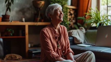 Joyful Senior Woman Smiling at Home,  Happy Retirement Lifestyle