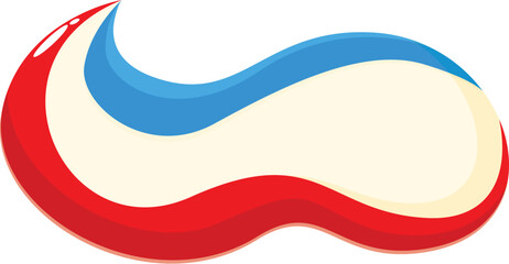 Red white and blue toothpaste swirl is isolated on a white background