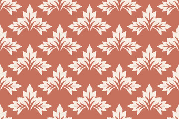 Seamless pattern with leaves. Floral background.damask Vintage.Ethnic oriental traditional.Motifs Ikat embroidery wallpaper.Textile rapport. abstract design for texture, fabric, clothing, wrapping