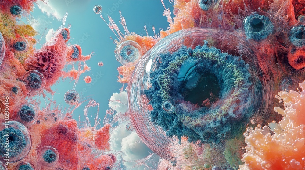 Poster abstract cellular structures: a journey into the microscopic world