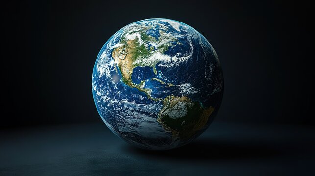 Full Shot of Earth from Space with Continents, Oceans, and Clouds