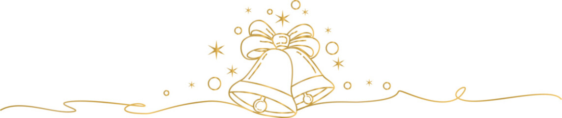 golden christmas bells line art style, vector eps