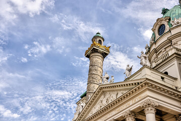 Vienna, Austria - July 23, 2024: Exteriors of the St. Charles's Church in Vienna
