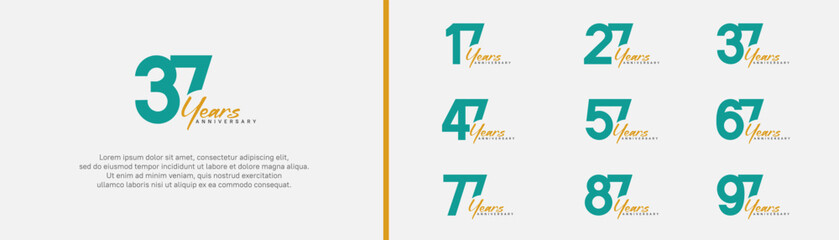 anniversary logotype set. vector design green and orange color can be use for special moment