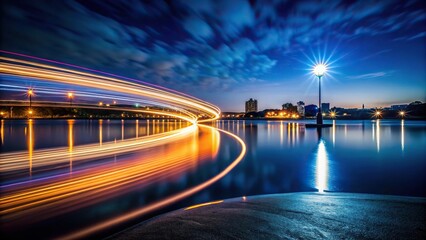 Fototapeta premium Abstract background of night light long exposure shot