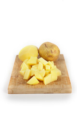 vegetables cut on a chopping board. chopped potatoes