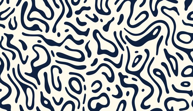 navy and white pattern of squiggles