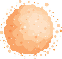 Abstract orange shape with bubbles floating around it