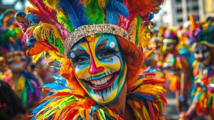 Fototapeta premium Joyous Carnival with Vibrant Costumes and Feathers