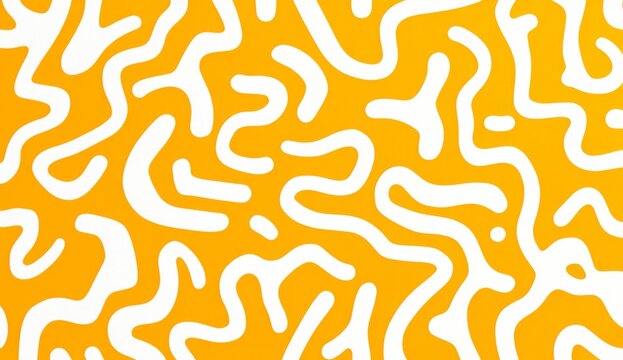 Orange  and white pattern of squiggles on a plain white background