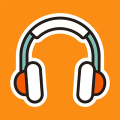 Sleek Modern Headphones Sticker with Clean Design for Audio Enthusiasts