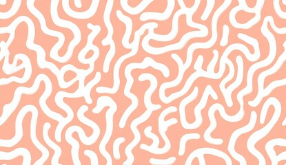 A peach color and white pattern of squiggles 
