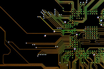 Background with a printed circuit board. The concept of modern technologies.