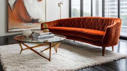 A chic living room with a retro flair
