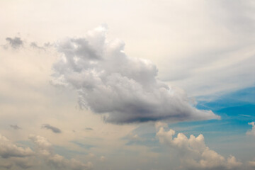 Clouds in the summer sky. Cloudy blue sky background. Natural wallpaper idea concept.
