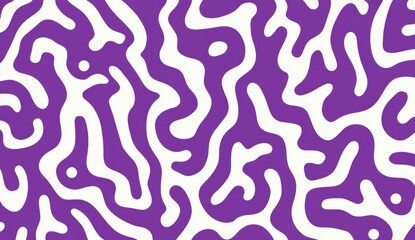 Purple and white pattern of squiggles on a plain white background