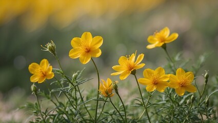 Fototapeta premium yellow daffodils in the garden at spring in cloudy day