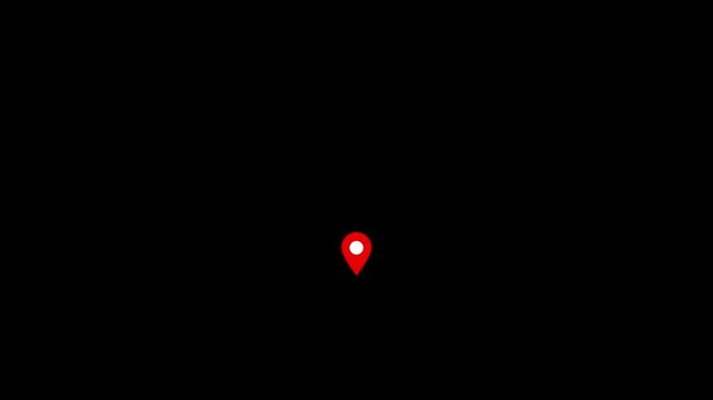 Locetion GPS red and white radio weves blue colour animetion on black background.