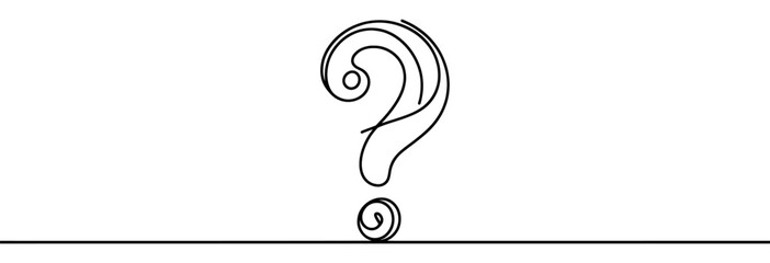 Continuous linear drawing of question mark. Question mark in one line style.