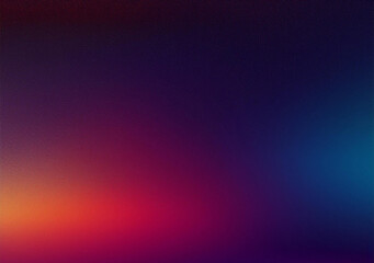 Fototapeta premium Dark grainy color gradient background, purple red orange blue black colors banner poster cover abstract design