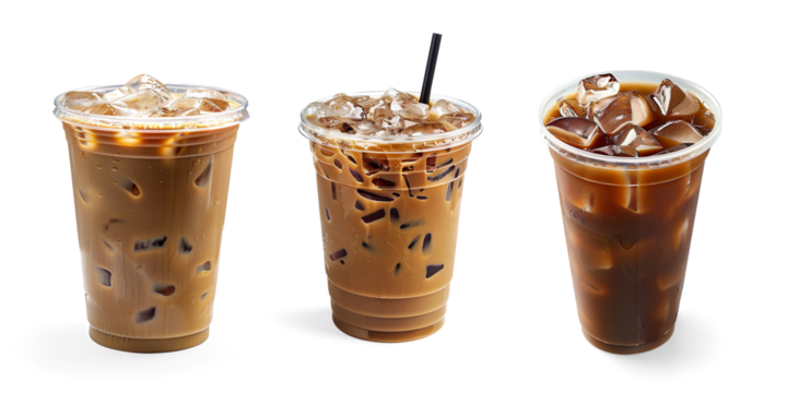 Refreshing Iced Coffee in a Clear Cup on a Transparent Background