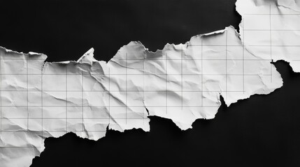 Torn paper with grid design on black