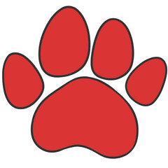 black outline red animal paw illustration © BarakatGuru