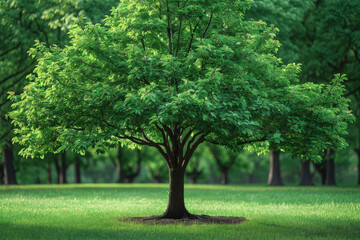 Naklejka premium Beautiful Tree in Sunlit Parkland 