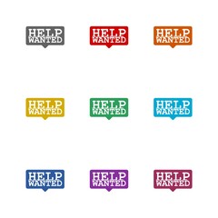 Help wanted icon isolated on white background. Set icons colorful