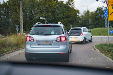 Fototapeta premium Cars move along the road.