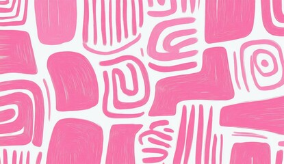 pink and white pattern, thick lines, simple shapes, organic shapes, cute patterns.  