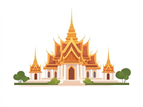 recommend clip art: Thai temple illustration, white isolate background
