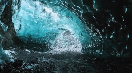 Captivating Glacial Ice Cave in Scenic Arctic Landscape
