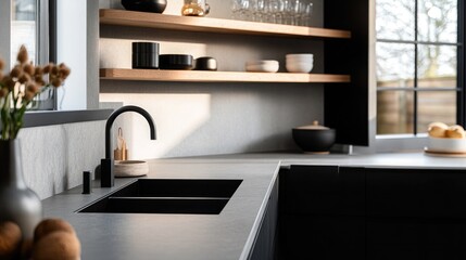 A refined kitchen space with Scandinavian practicality