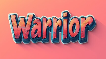 Bold text design of the word 'Warrior' in vibrant colors against a pink background.
