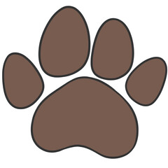 black outline brown animal paw illustration