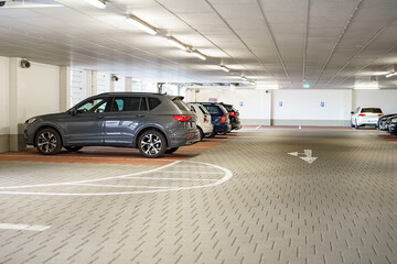 Car parked in the underground parking lot.